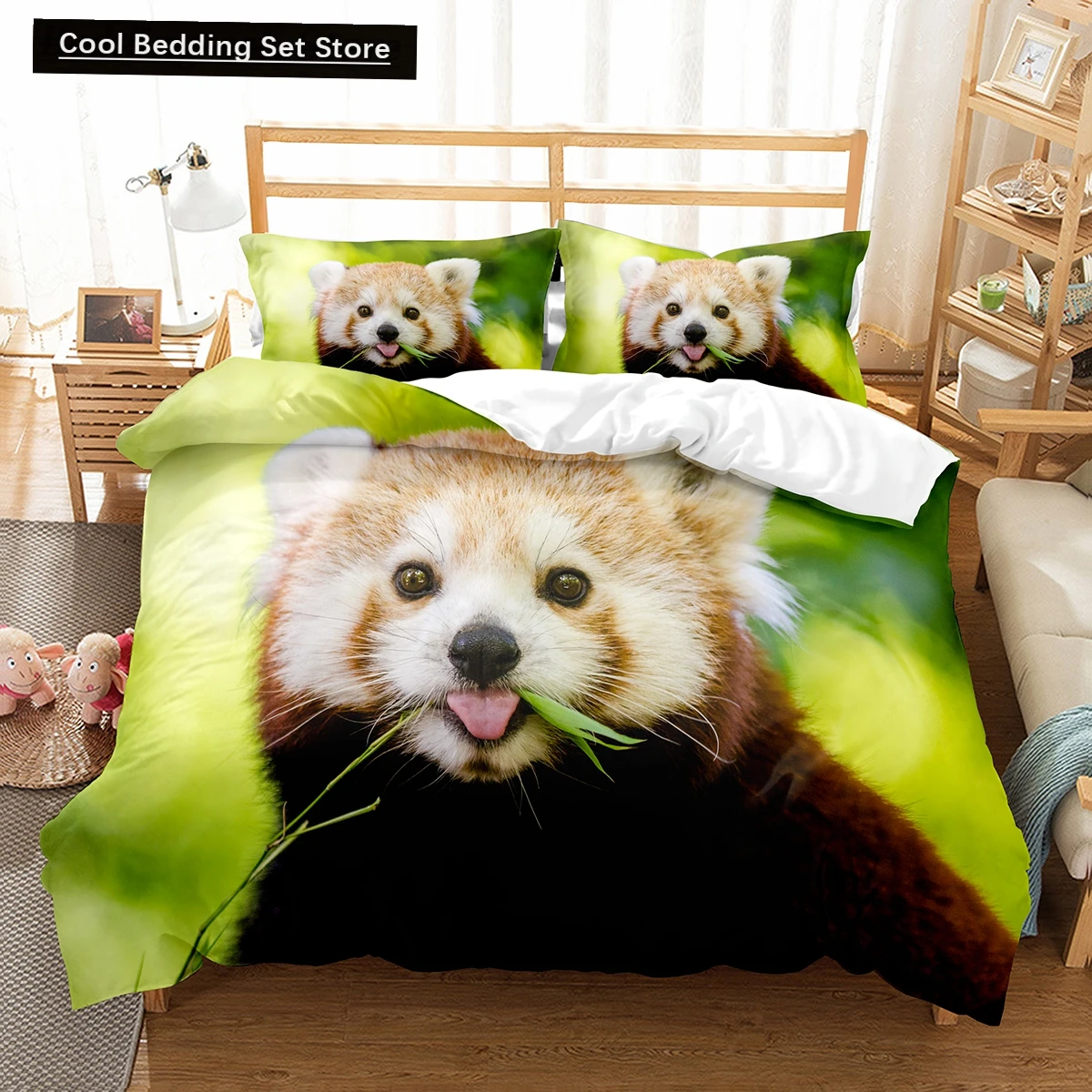 

Brown Raccoon King Queen Double Full Duvet Cover Lovely Animal Bedding Set Wildlife Quilt Cover 2/3pcs Polyester Comforter Cover