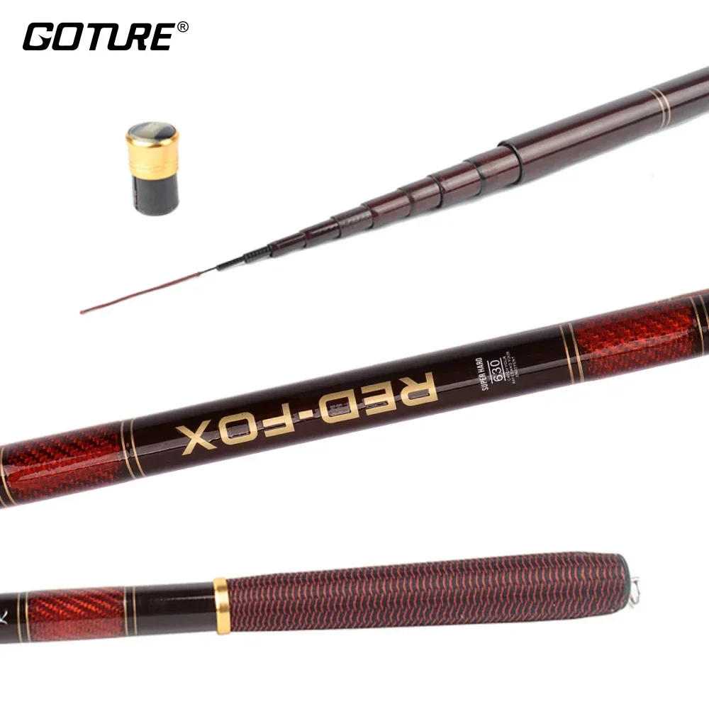 GOTURE-Red Fox Tenkara ultraléger en fibre de carbone pour la pêche en eau douce, pôle à main pour pêcher la carpe, 3.0-7.2m