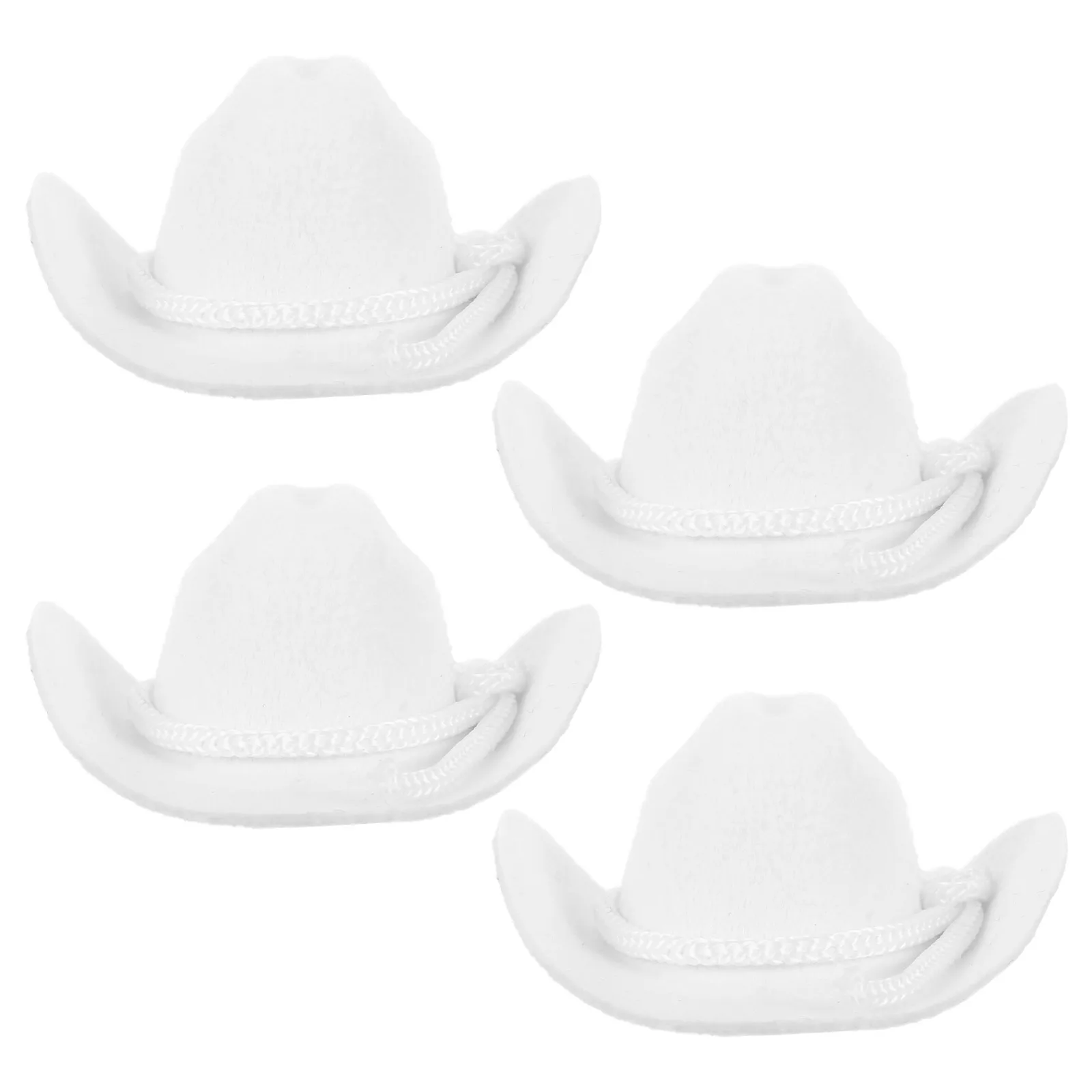 

4Pcs Miniature Cowboy Hats Set Sturdy Flocked Small Hats for DIY Crafts Western Themed Party Decorations Mini Craft