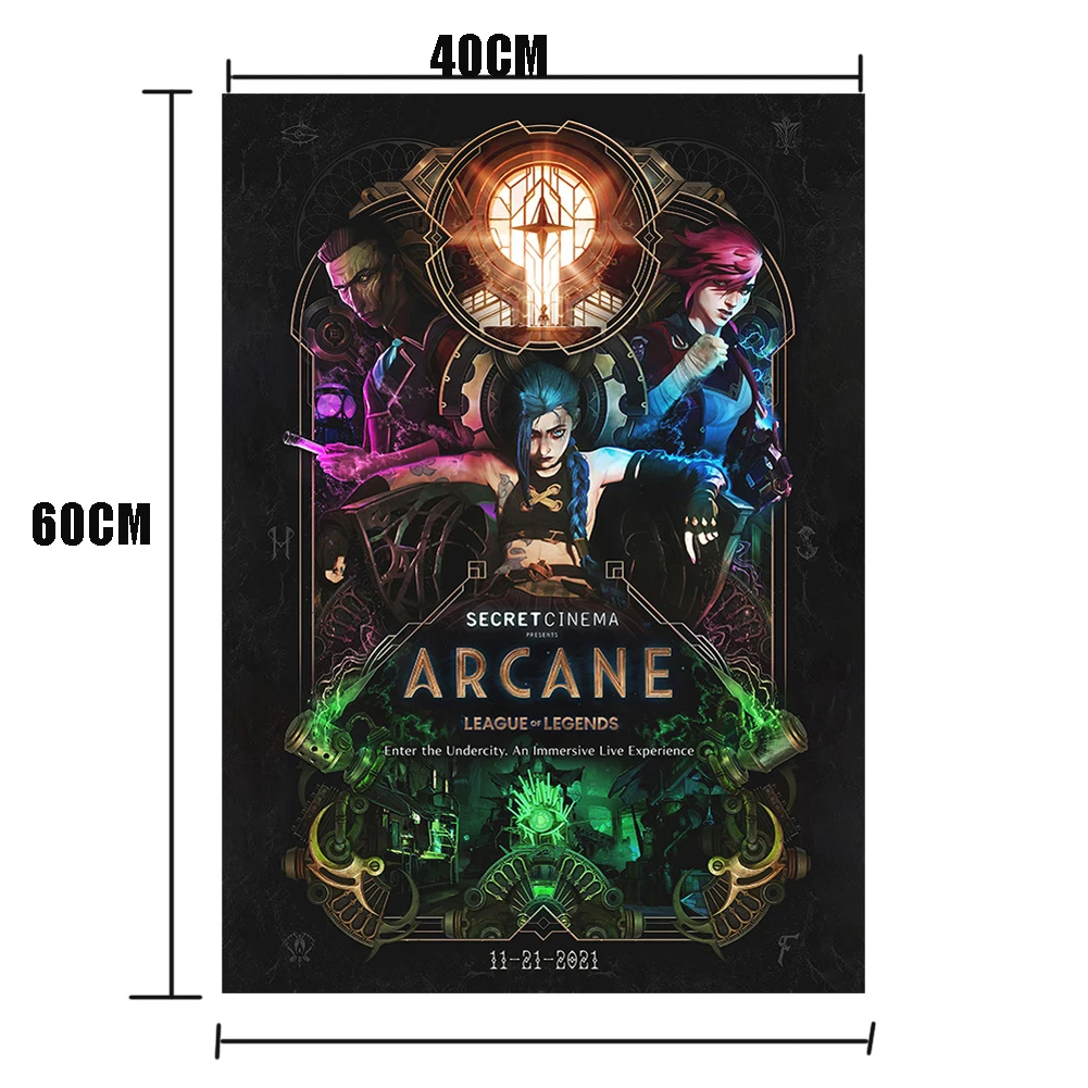 LOL 40cmX60cm Arcane Jinx VI League of Legends TV Series Painting Posters and Prints Wall Art Canvas Picture Stickers