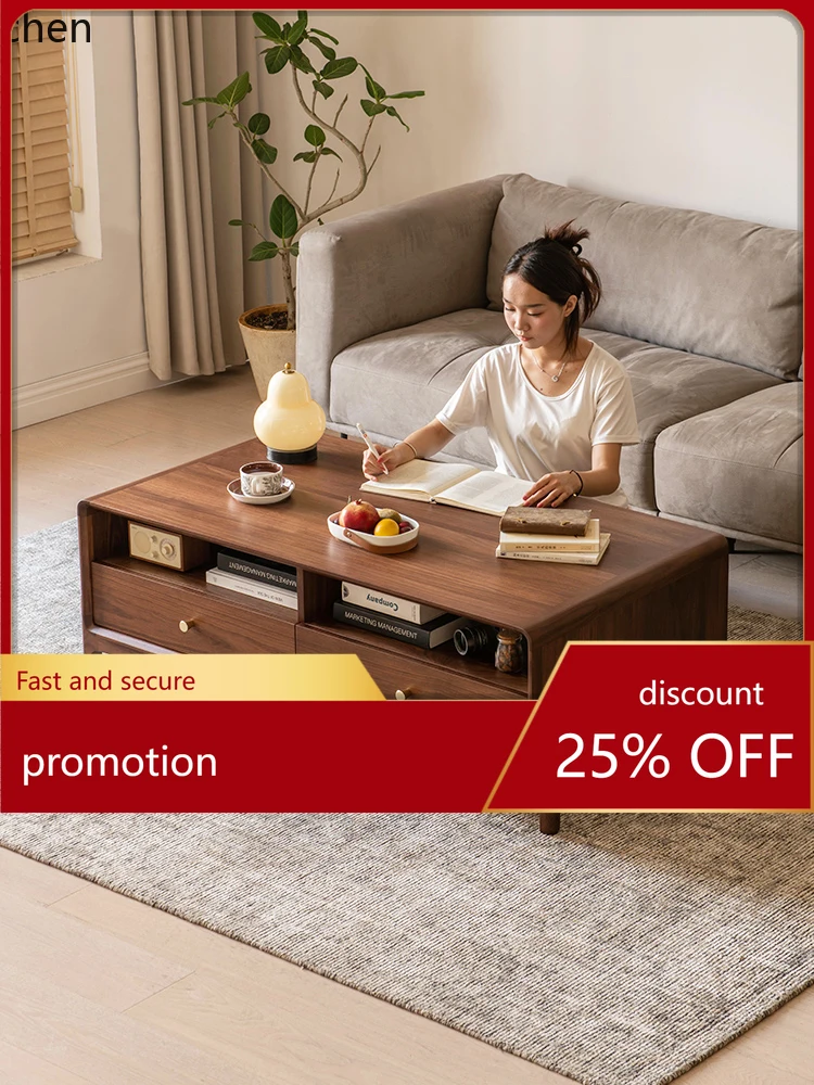 

ZML Coffee Table Small Apartment Home Vintage Retro Living Room Solid Wood Coffee Table TV Cabinet Set