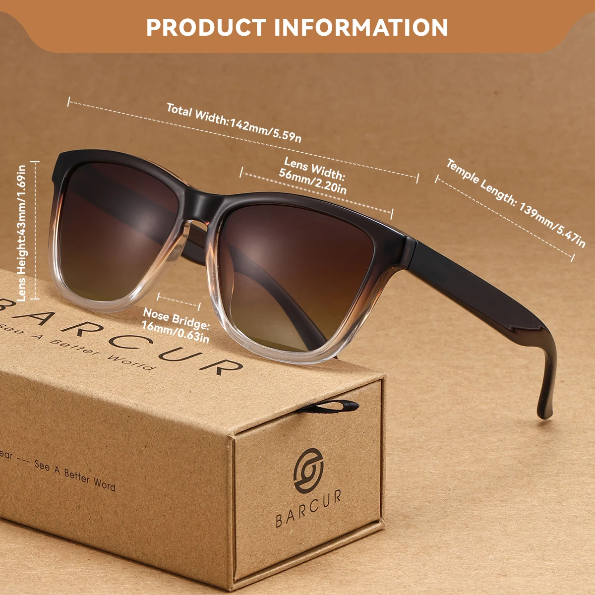 Okulary przeciwsłoneczne BARCUR damskie klasyczne, uniwersalne, z polaryzacją, lekkie, do noszenia na co dzień, męskie okulary, opakowanie markowe, prezent, na podróże i aktywności na świeżym powietrzu.