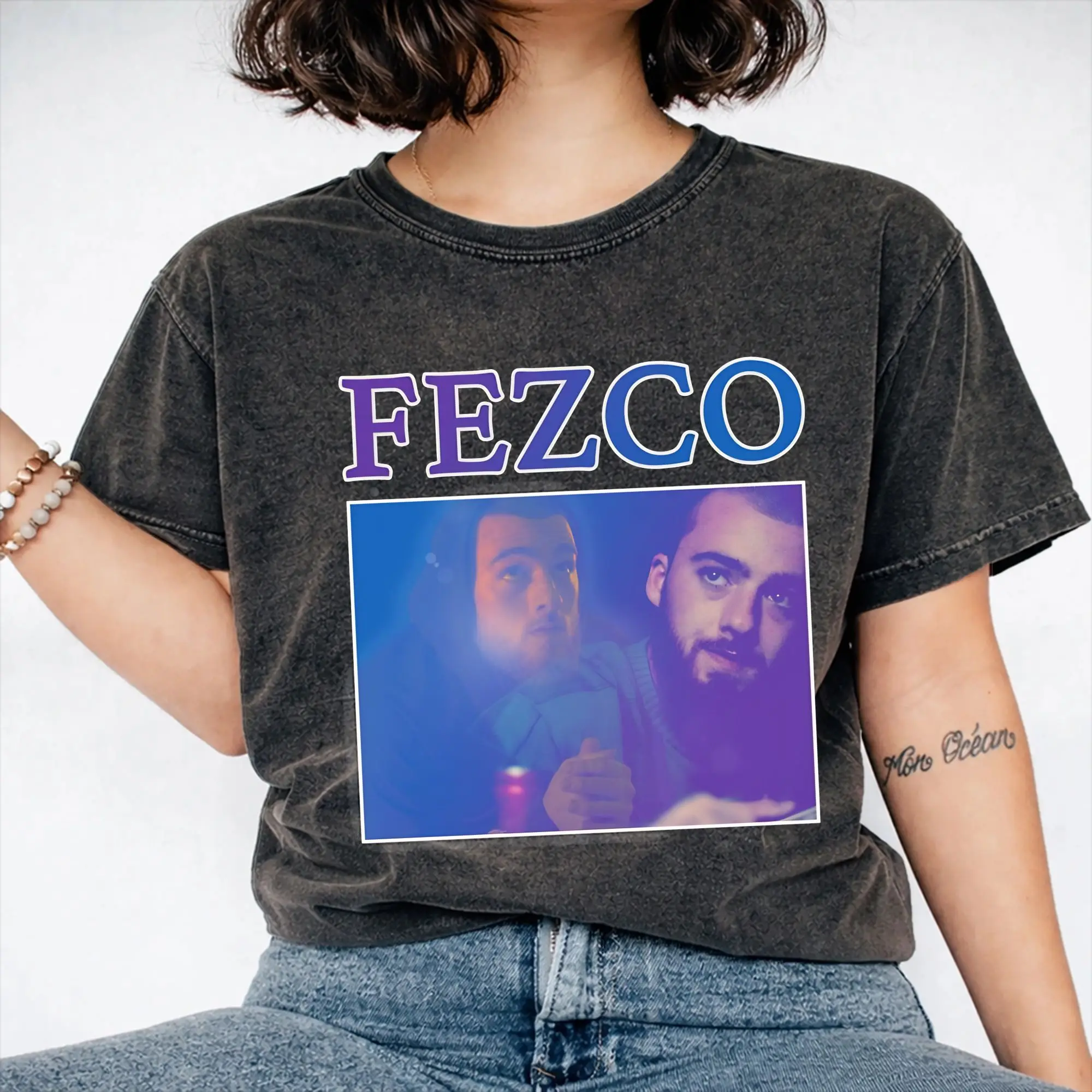 Fezco Fez Angus Cloud T Shirts Hip Hop Washed 100% Cotton Street T-Shirts  Vintage for Men Women Streetwear Printed Tees