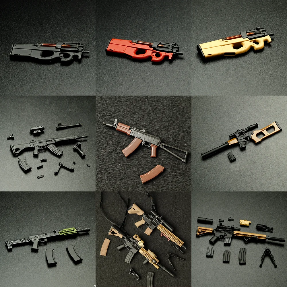 1/12 MINI Military Weapons MK18 P90 QBZ191 AK74U VSS HK416 Model For 6Inch Mezco Notaman Nwtoys 6inch Action Figure Body Props