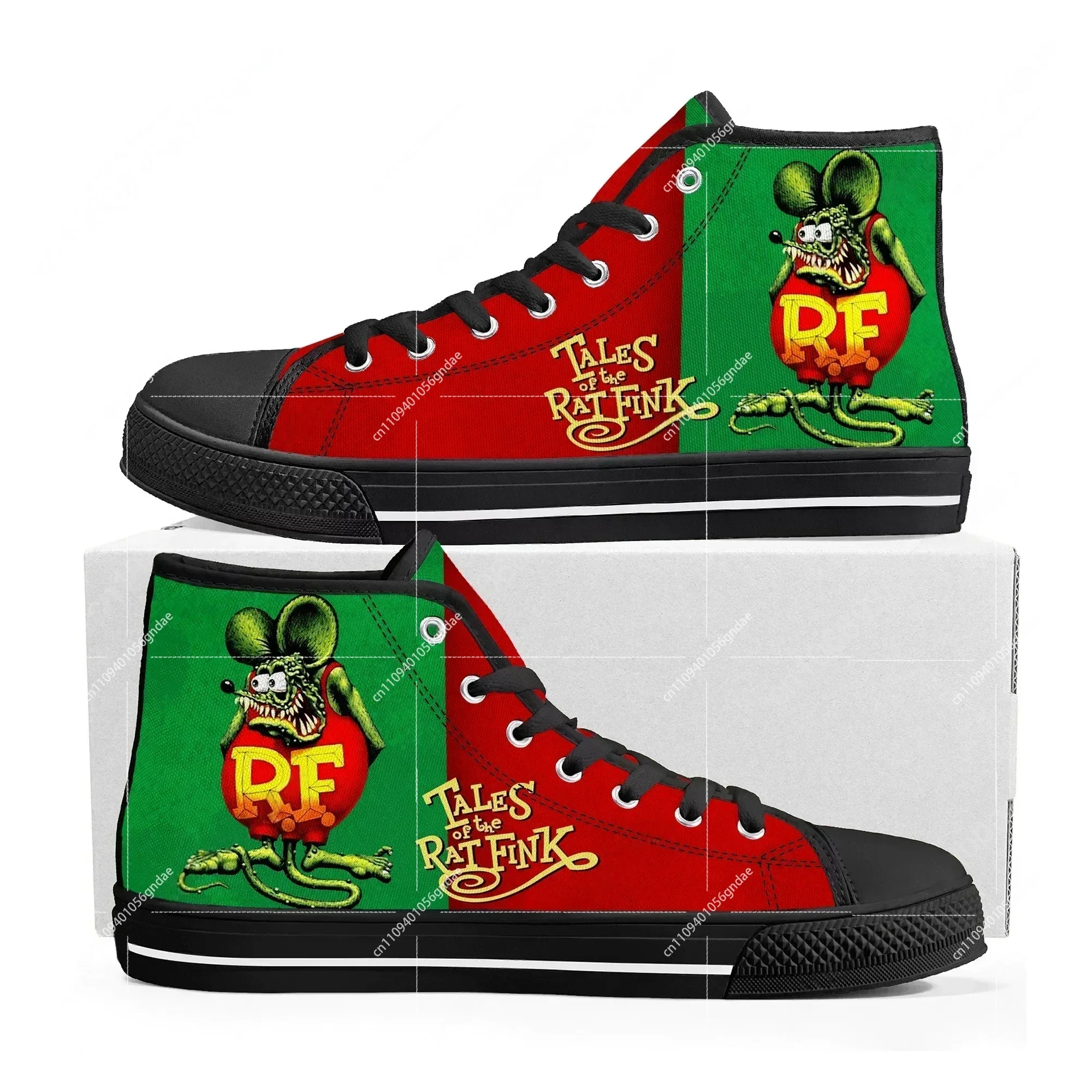

Tales Of The Rat Fink High Top Sneakers Mens Womens Teenager High Quality Canvas Sneaker Anime Cartoon Casual Custom Made Shoes