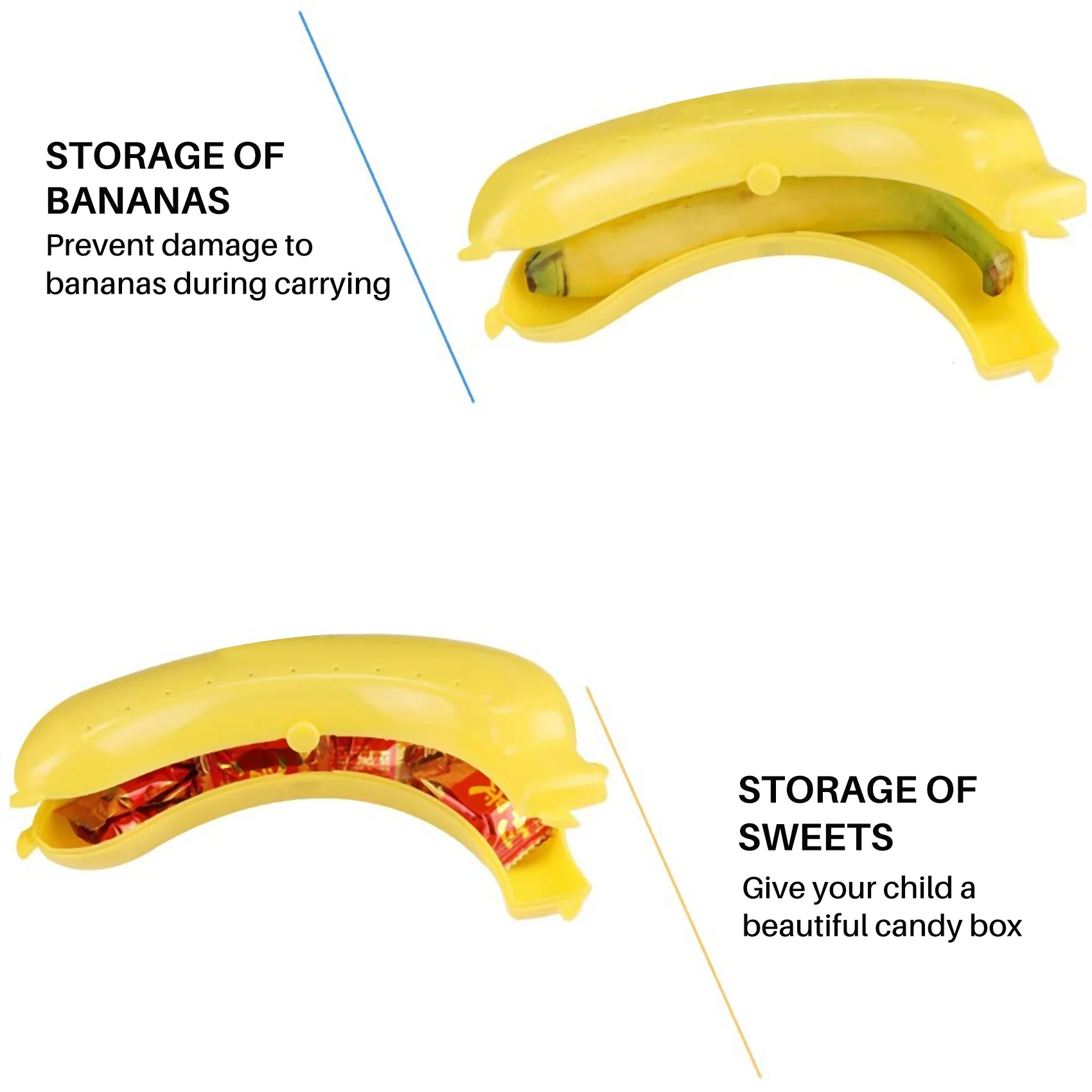 Kotak pelindung pisang buah lucu, wadah makan siang, wadah penyimpanan pisang plastik peralatan dapur