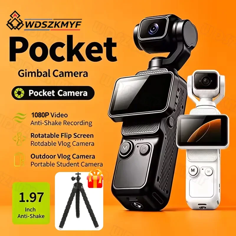 New 1080P Handheld Action Camera 1.97'' Screen Video Recorder 180° Automatic Rotation Lens Outdoor Sports Pocket Vlog Camcorder