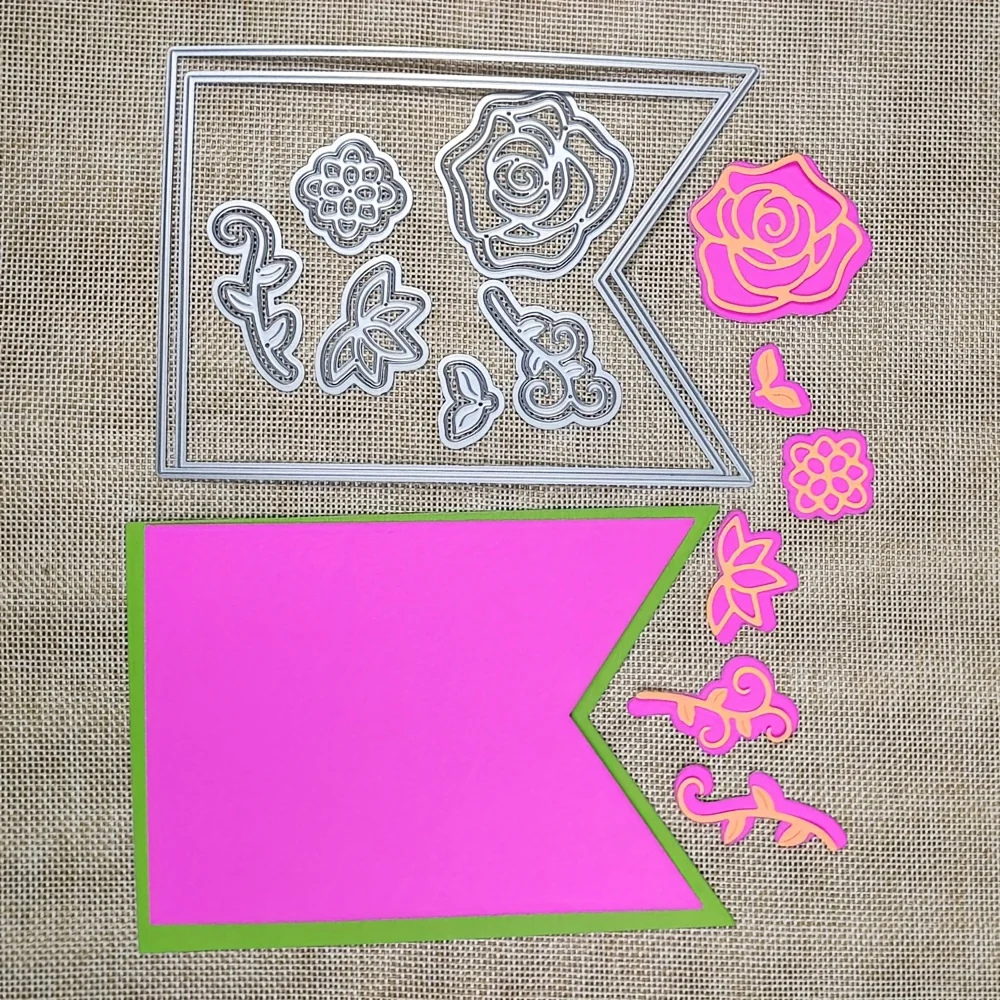 Flower Rattan Frame Metal Cutting Dies DIY Scrapbooking Photo Album Decorative Embossing Stencil Paper Card Crafts