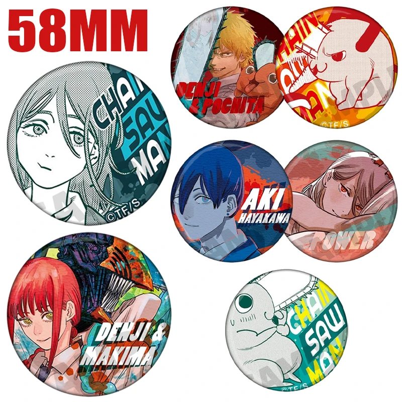 Chainsaw Man Pochita Broches Blik Zachte Knop Pins Anime Film Ronde Badge Rugzak Hoed Emaille Pins Decoratie Sieraden Speelgoed