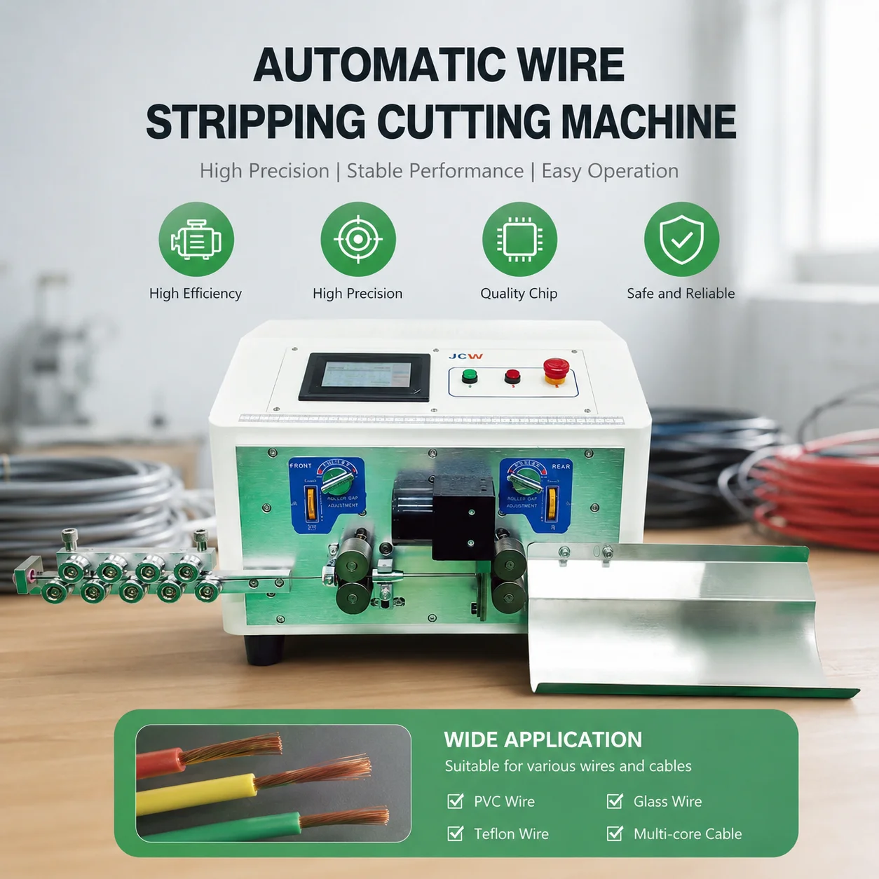 JCW-CS03 ECO Automatic Harness Wire Cutting Stripping Machine 0.1-6sqmm Cable Wire Stripping Machine