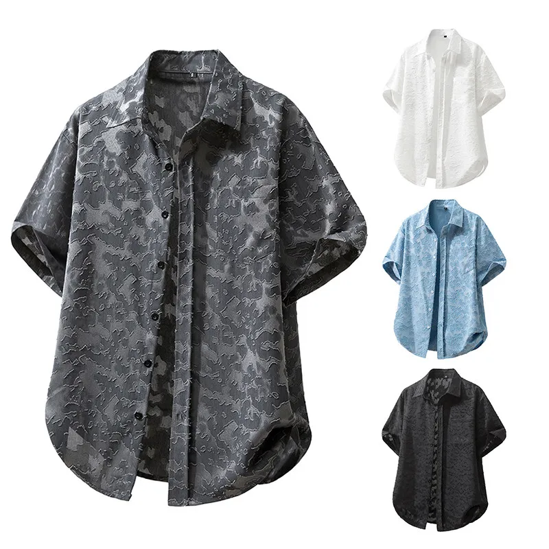 

Summer 2026 Men's Casual Vintage ort Sve irt Faionable Beachwear Stand Fit Polyester Blend Easy Care Youth irt