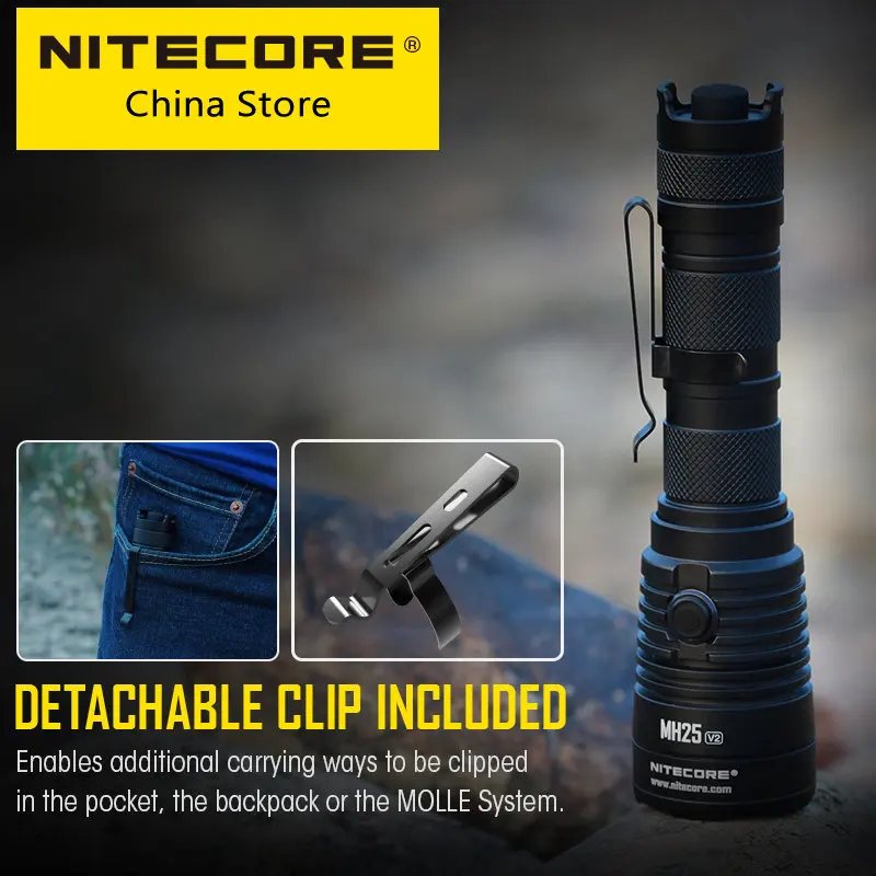 NITECORE MH25 V2 Tactical Flashlight LED USB Rechargeable 1300 Lumens 475M Long Range Flashlamp for Search Hunting 21700 Battery