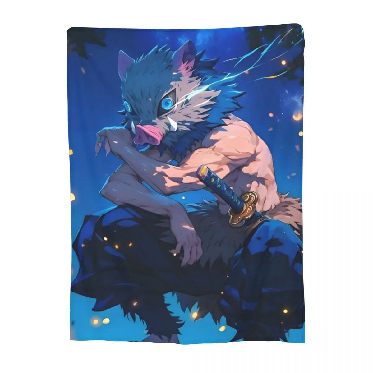 Inosuke Hashibira Blankets Anime Demon Slayer Fuzzy Funny Soft Throw Blankets for Home Winter