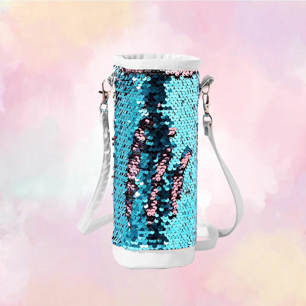 

Sequins Pencil Bag Blue Pink Creative Crossbody Pouch Multifunctional Storage for Stationery Water Cup Keys Supplies