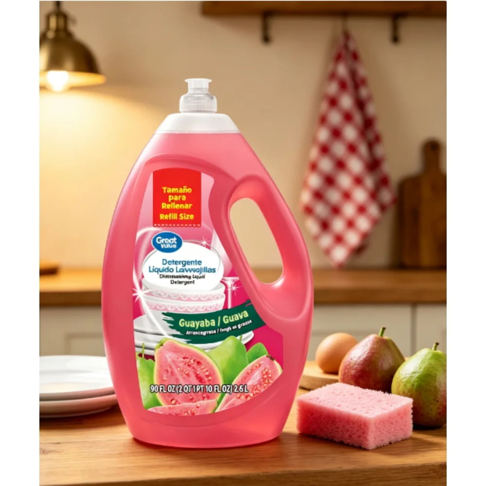 Great Value Dishwashing Liquid, Guava Scent, 90 fl oz.