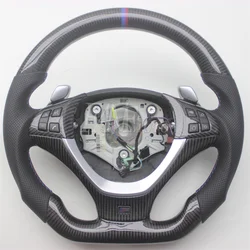 Replacement Real Carbon Fiber Steering Wheel with Leather for BMW E70 X5 M E71 X6 M 2009-2013