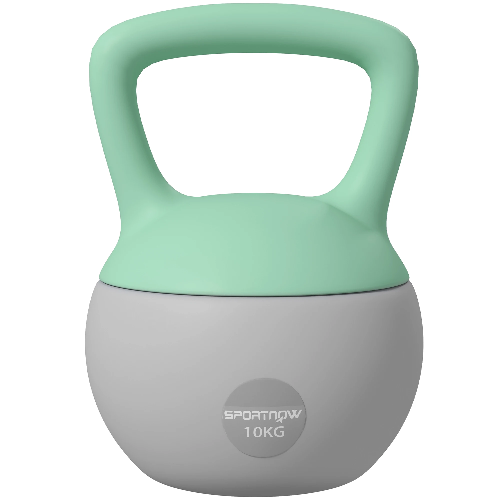 Sportnow Kettlebell 10 kg Kettlebell Gevuld met Metaalzand Antisliphandvat voor Thuis Training 21X21X30Cm Groen en Grijs