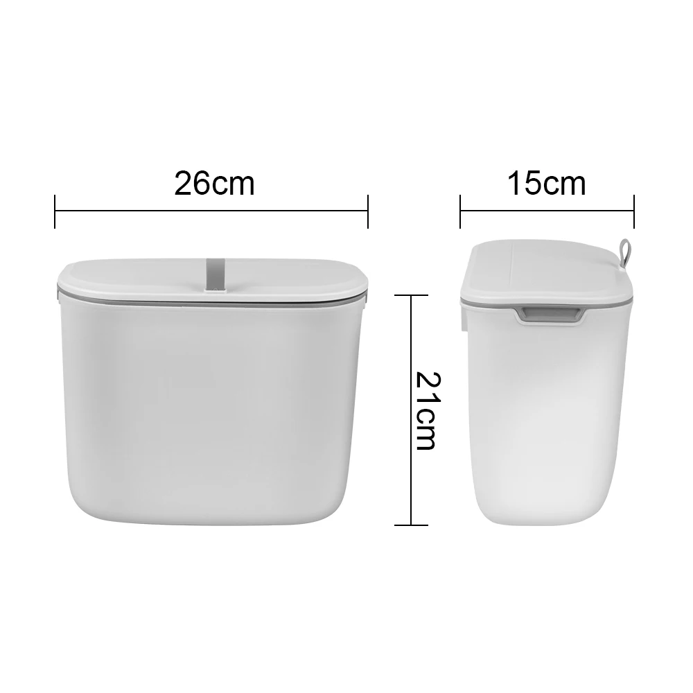 Wall Mounted Kitchen Cabinet Door Dustbin 7L Garbage Cans For Kitchens Hanging Trashs Can With Lid Waste Bin Counter Bins