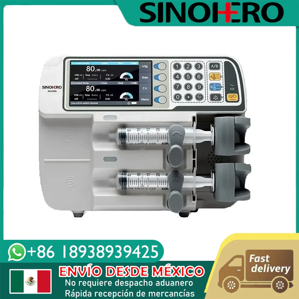 Warehouse in Mexico Double Channel Lcd Display Syringe Infusion Pump Hospitals Intravenous Injection Medical Accessories