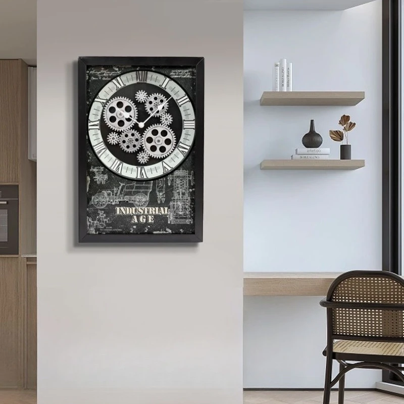 Relojes de Pared Metálicos Retro, Relojes de Pared Cuadrados con Escala Romana, Decoración Sofisticada para el Hogar, Orologi Da Parete ZY40BGZ