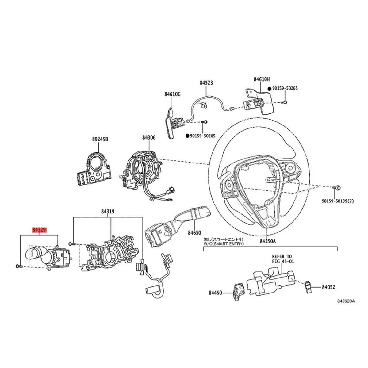 

ABBO-Auto Headlight Closing Handle Turn Signal Switch 84329-33060 for Camry RAV4 Hiace Land Cruiser 2019-2023 8432933060