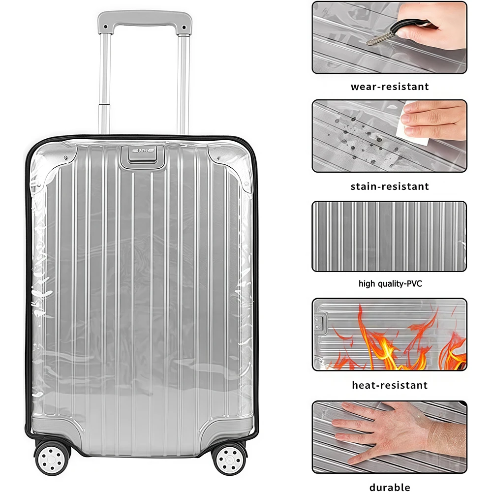 غطاء حماية شفاف للأمتعة مناسب لحقائب السفر وحقائب السفر، سهل التركيب والطي للتخزين، zwq