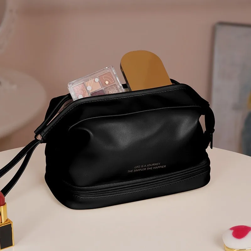 New Large Capacity Waterproof PU Cloud Makeup Bag Double Layered Women's Portable Cosmetic Storage Box Bag Wash Bag Cosmetic Bag