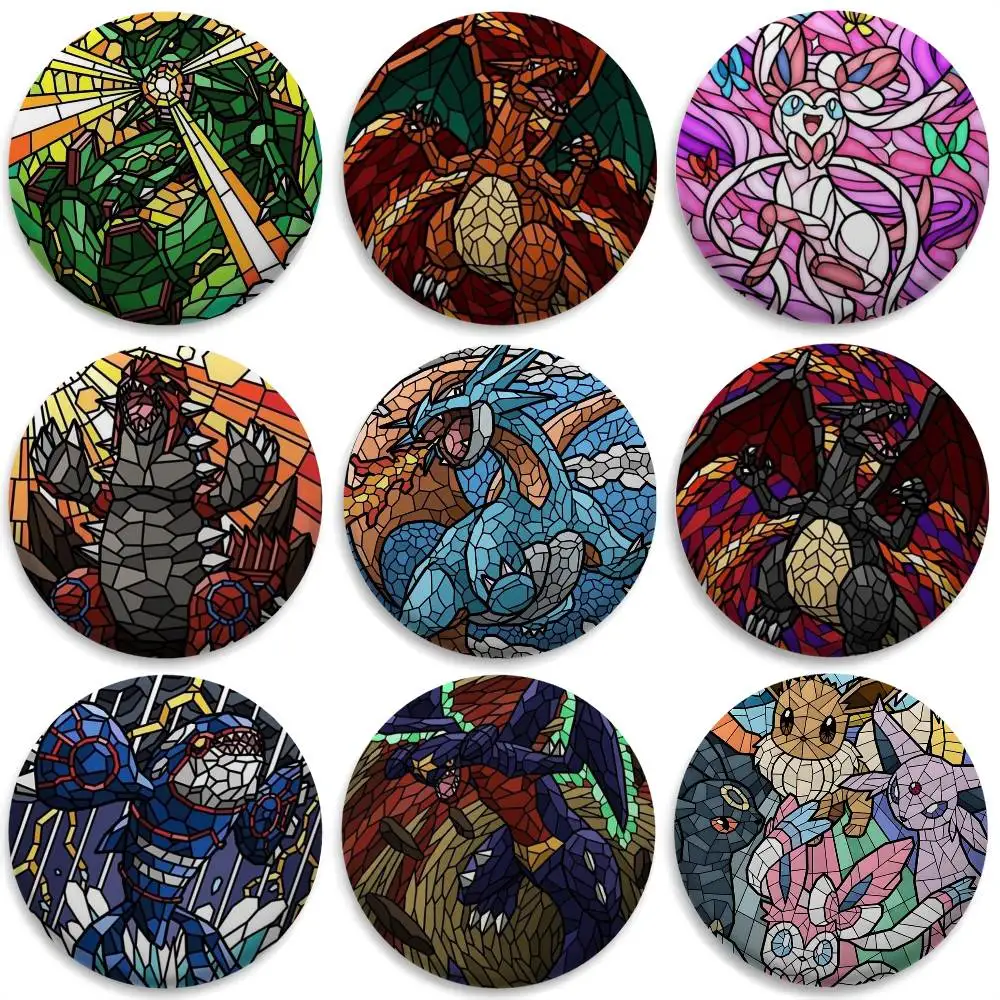 

Charizard Rayquaza Sylveon Badges Round Exquisite Badge Brooches Creative Pins For Clothes Hat Backpack Gift Accessories