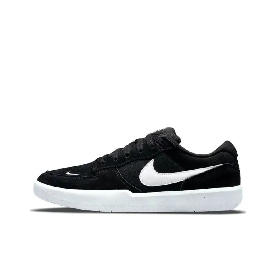 Nike Sb Force 58 Sneakers for Men and Women, Made of Split Leather and Fabric, Retro, Versatile, Breathable, Simple, Stylish, Low-Top, Black and White, Cz2959-001