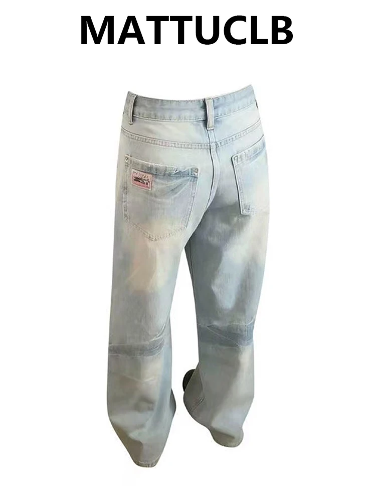 

Women's Jean Baggy Straight Denim Pants Y2K Japanese Harajuku Bleach American Retro High Street Long Trousers Punk Korean Chic