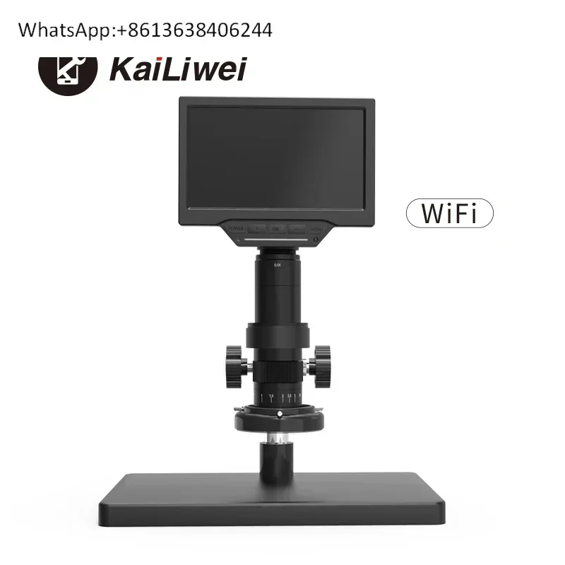 

Kailiwei Hot Sale Electron Industry Electron Video Digital Microscope With adjustable LED ring lights and 7inch wifi mointor