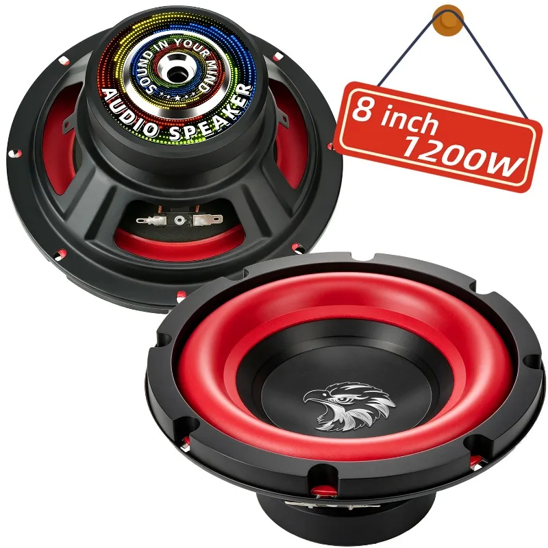 1pcs 8 Inch Car Subwoofer 1200W HiFi Stereo Mid Bass Car Speakers High Sensitivity Multimedia Music Home Theater Car Audio 4 Ohm