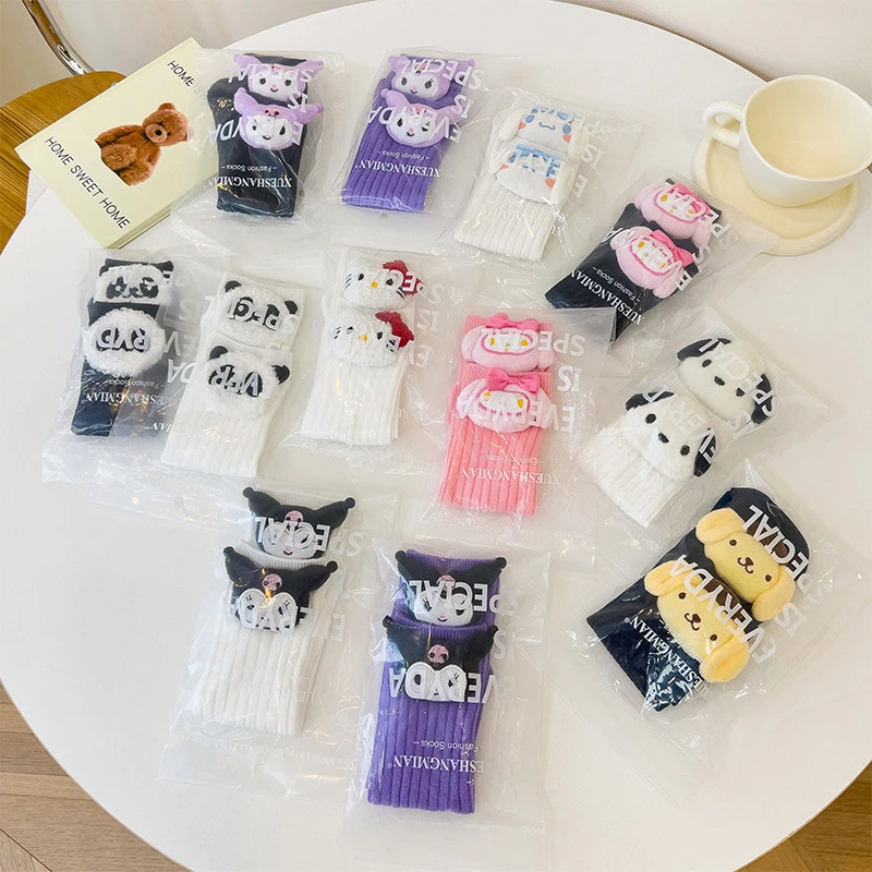 Anime Sanrio Kuromi My Melody Cinnamoroll Socks Cartoon Kawaii Style Mid-Tube Trendy Student Socks Children\'s Cartoon Socks