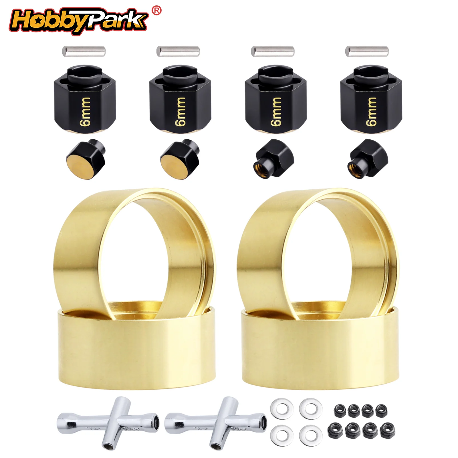 HobbyPark Upgrade Brass Beadlock Wheel Internal Ring Clamp for 1/18 Traxxas TRX4M w/6mm Extended Wheel Hex Spacers Replacement