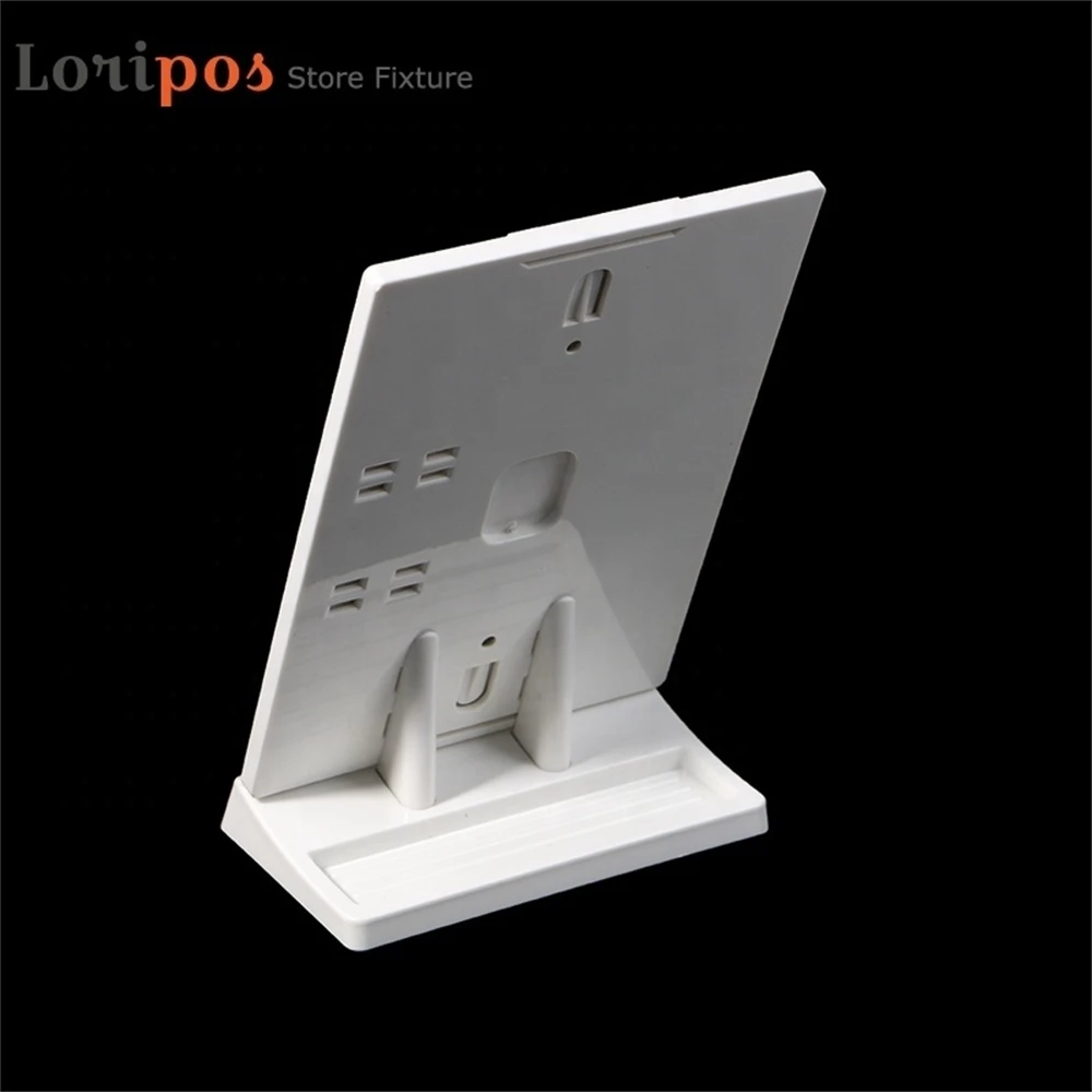 A5 Plastic Photo Picture Ticket Stand Desk Sign Price Tag Display Label Holder White Wall Mounted Frame