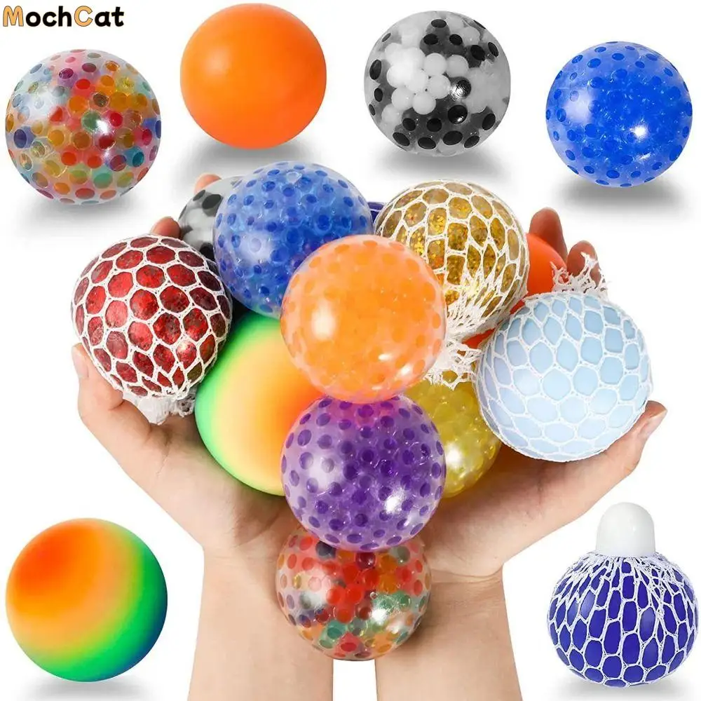 

10 шт., сжимающая прыщи, TPR, хрустальный шар, прозрачная сфера, водяной шар, зажимная игрушка, однотонный креативный Радужный шар, сжимаемые игрушки
