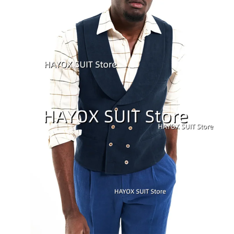 

Men's Suit Vest Double Shawl Collar Sleeveless Jackets Show Wedding Best Man Fashion Chalecos