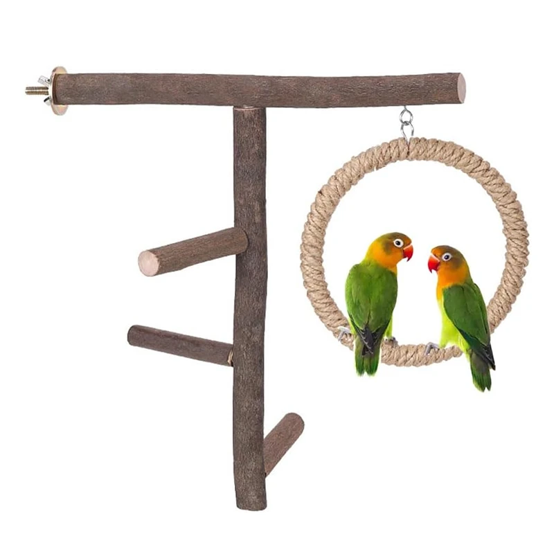 Pet Bird Chewing Toy Parrot Cage Swing Toy Ladder Cotton Thread Hanging for Bird Boredom Breaker Cage Hanging Circle Stand Toy
