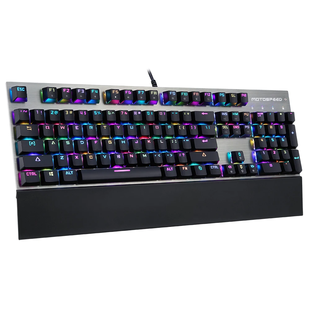 Imagem -03 - Original Motovelocidade Ck108 Rgb Azul Interruptor Mecânico Inglês Teclado Jogos com Fio Led Retroiluminado Backlight para Gamer pc Desktop