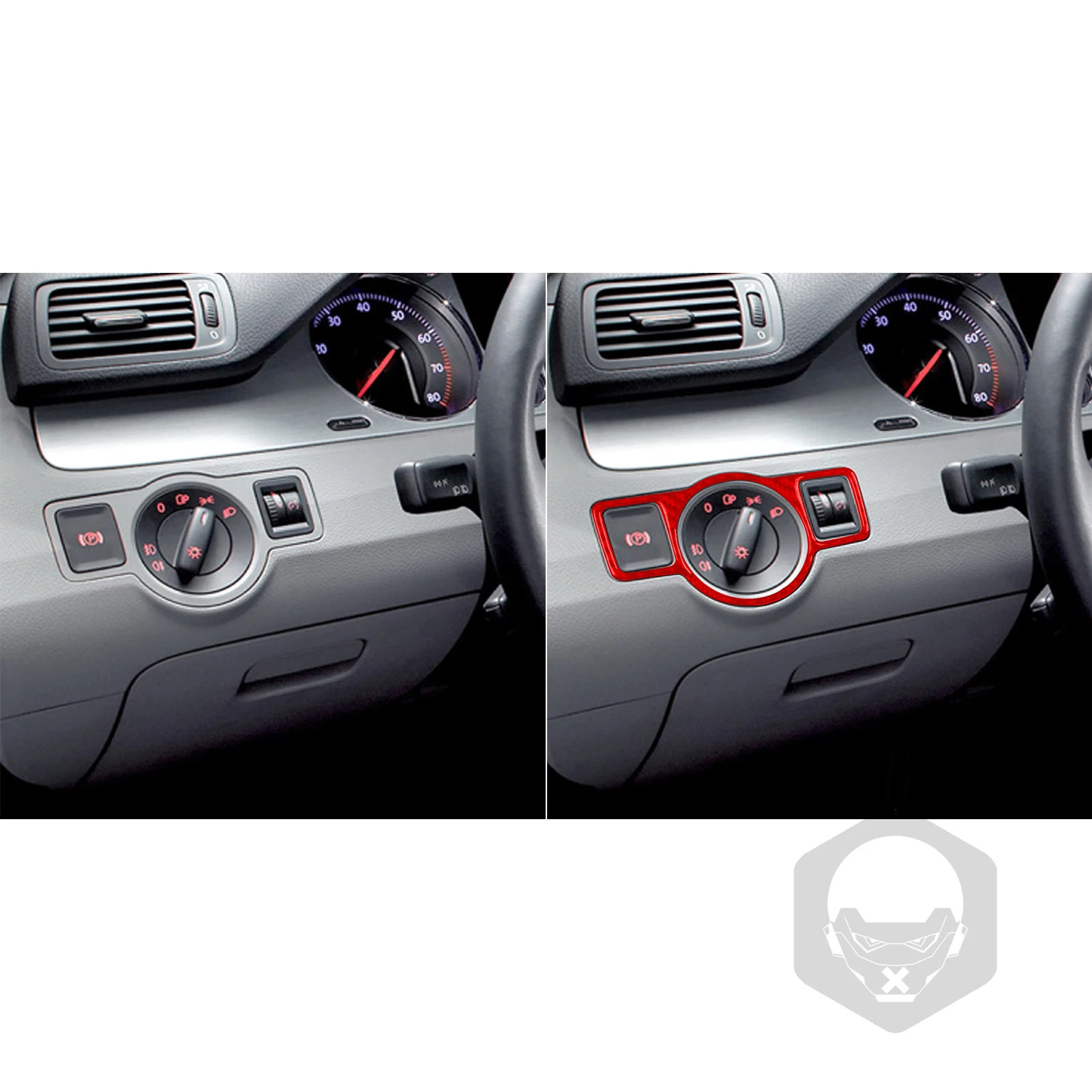 For Volkswagen VW Passat B6 2006-2011 Car Accessories Carbon Fiber Headlight Switch Panel Cover Interior Sticker Modification
