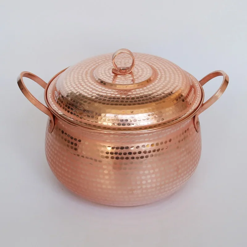 High Quality Copper Pot Handmade Stew Cooker Thermal Soup Casserole Pure Copper Steamer Durable Cookware Efficient Cooking Pot