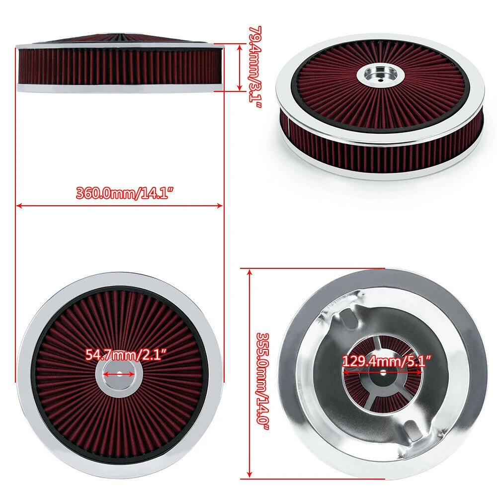 

NEW-14 X 3 Inch Car Air Cleaner Filter Assembly Carburetor Air Filter Kit Car Accessories For GMC Ford