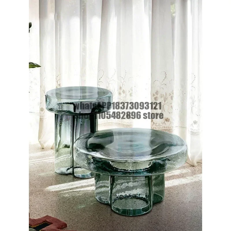 Light luxury coffee table living room glass petals artistic small coffee table