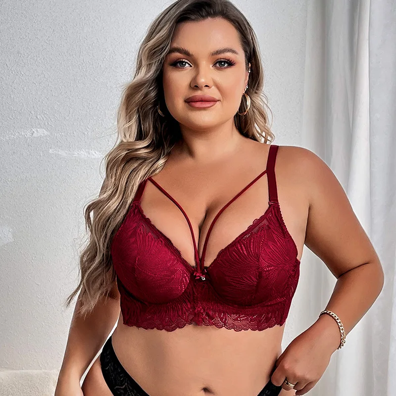 Sexy Women Underwear Plus Size Floral Lace Bras Super Thin Brassiere Female Transparent Bralette CD Cup Bra