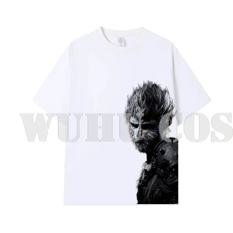 Jeu Black Myth: Wukong Cosplay T-shirt pour homme, T-shirt imprimé, Costume de cosplay, Costume de fête d'Halloween, Vêtements noirs