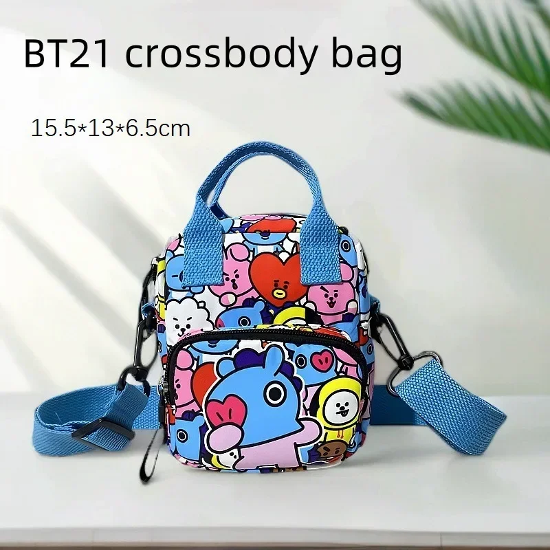 애니메이션 BT21 메신저 백팩 만화 어깨 가방 프린트 패턴 학생 배낭 레저 여행 가방 생일 선물
