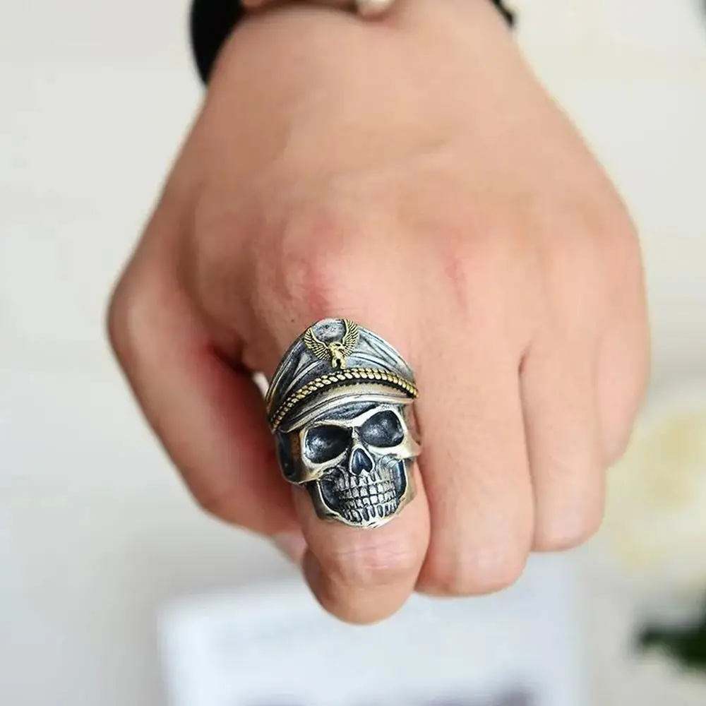 Vintage Ghost Pirate Skull Rings Men's Fashion Exquisite Personality Hip Hop Street Exaggerated Jewelry - Image 2