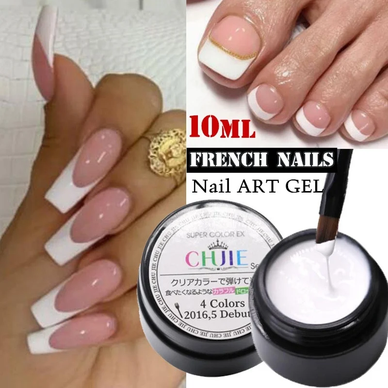 1PC 10ML Gel Varnish French Nail White Nail Polish Gel For Manicure Gellak Semi Permanent Hybrid Nails Art White Gel Nail Polish