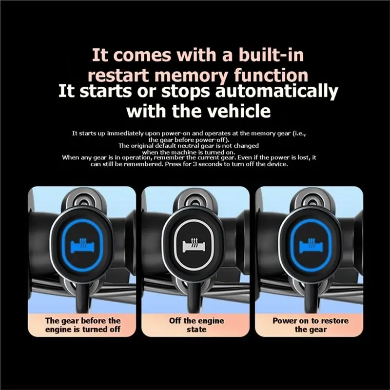 A60E-Smart Motorcycle Handlebar Grips Electric Heated 5+ 1 Heat Levels With Memory Function For 22Mm Handlebars
