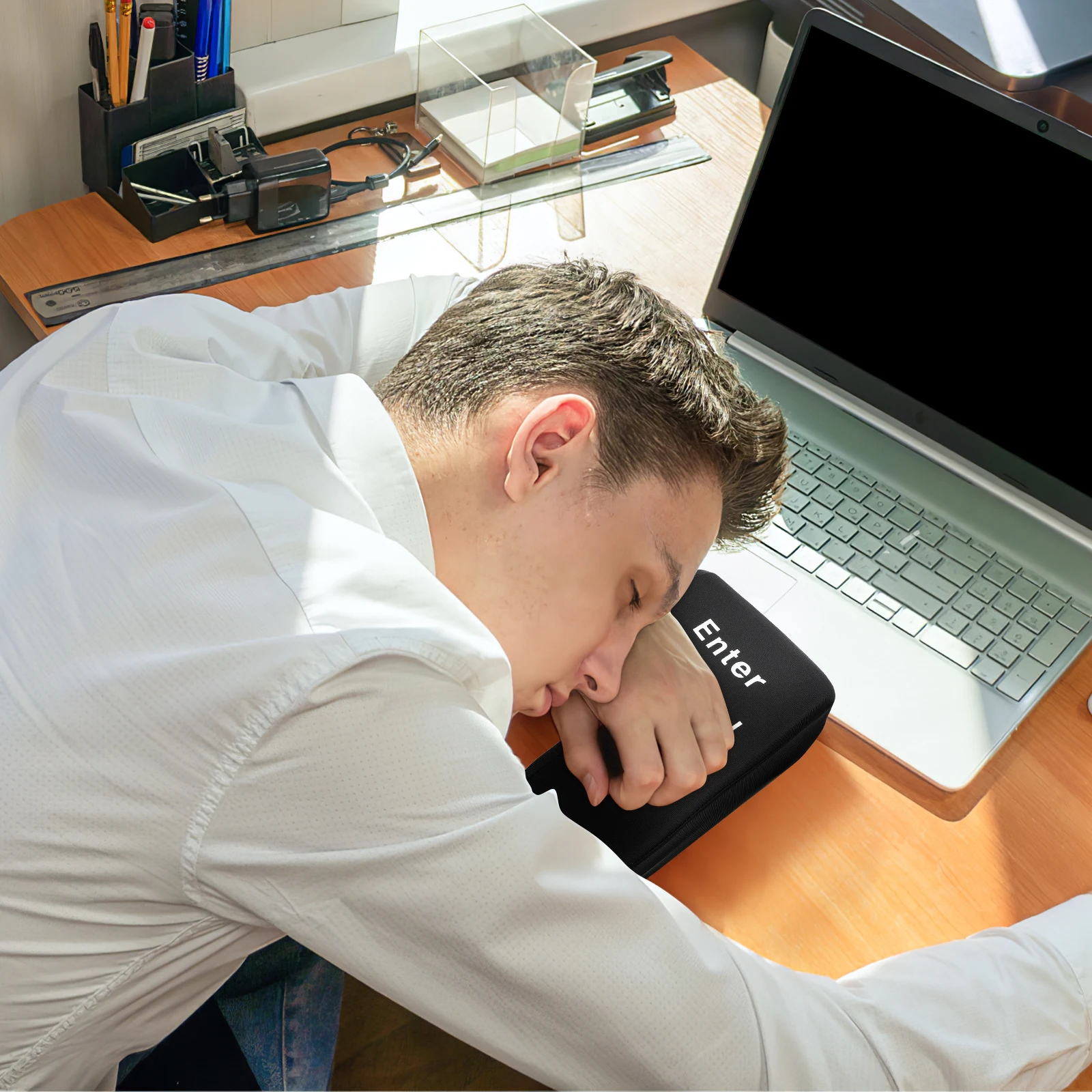 

Big Enter Key Stress Relief Cushion USB Pillow Soft Sponge Enter Throw Pillow for Office Workers Noon Break Nap